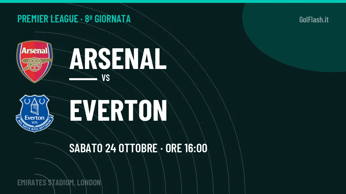 Dove vedere Arsenal-Everton in TV e streaming: orario, canale e formazioni