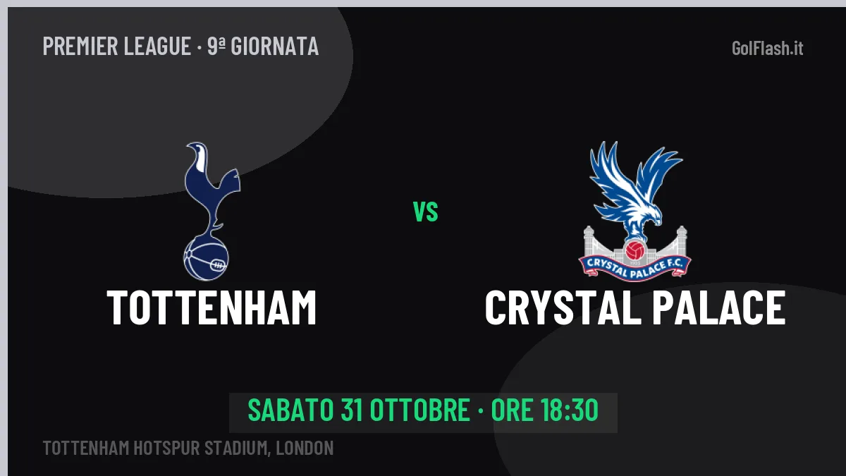 Tottenham Crystal Palace in streaming: dove vedere la partita, orario e probabili formazioni