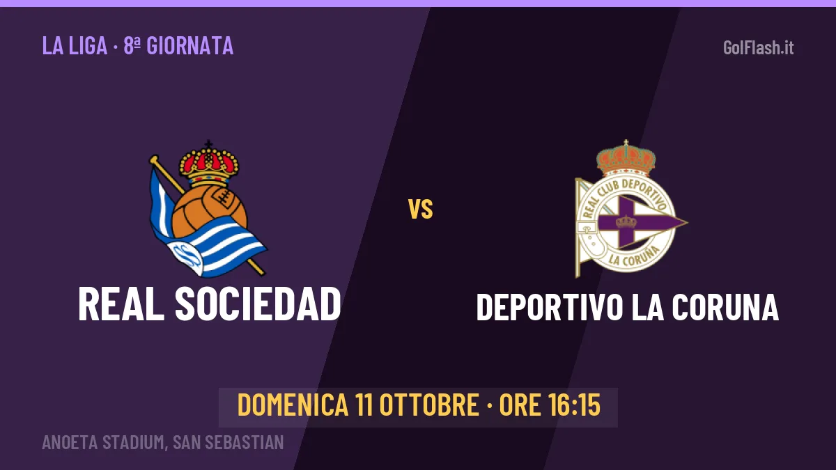 Real Sociedad Deportivo La Coruna in streaming: dove vedere la partita, orario e probabili formazioni