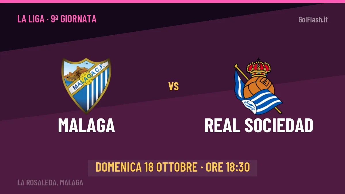 Malaga-Real Sociedad in TV: a che ora si gioca, dove vederla e probabili formazioni
