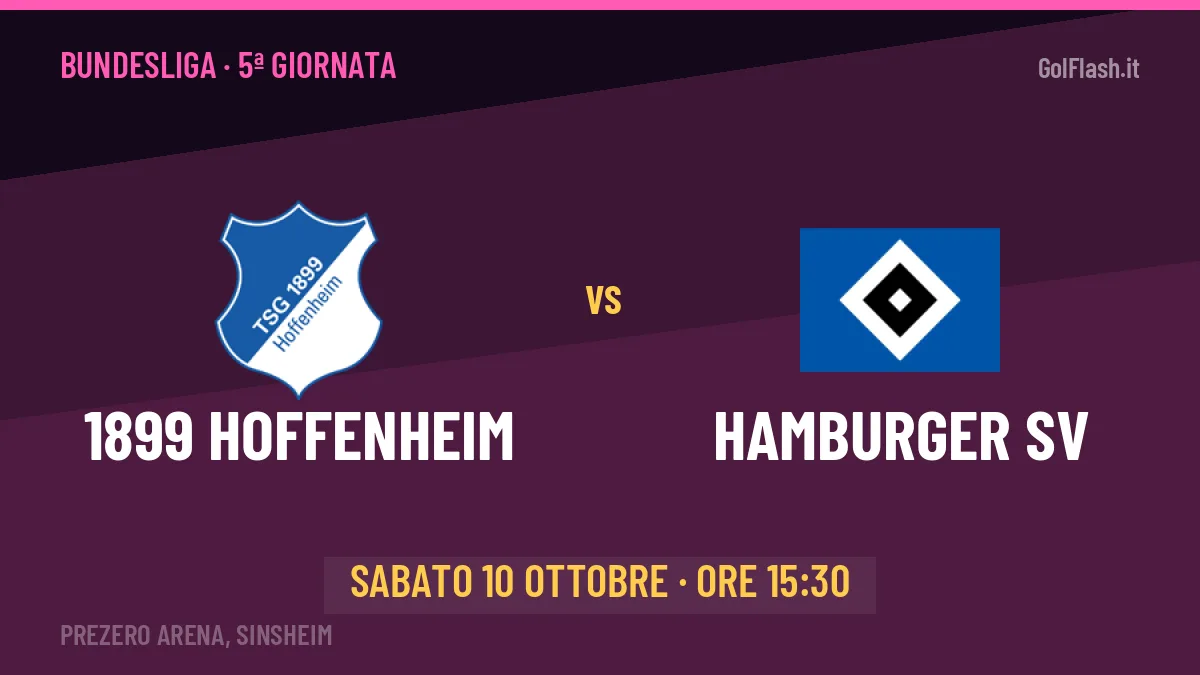 1899 Hoffenheim-Hamburger SV, Bundesliga: probabili formazioni, quote e dove vedere la partita in TV e streaming