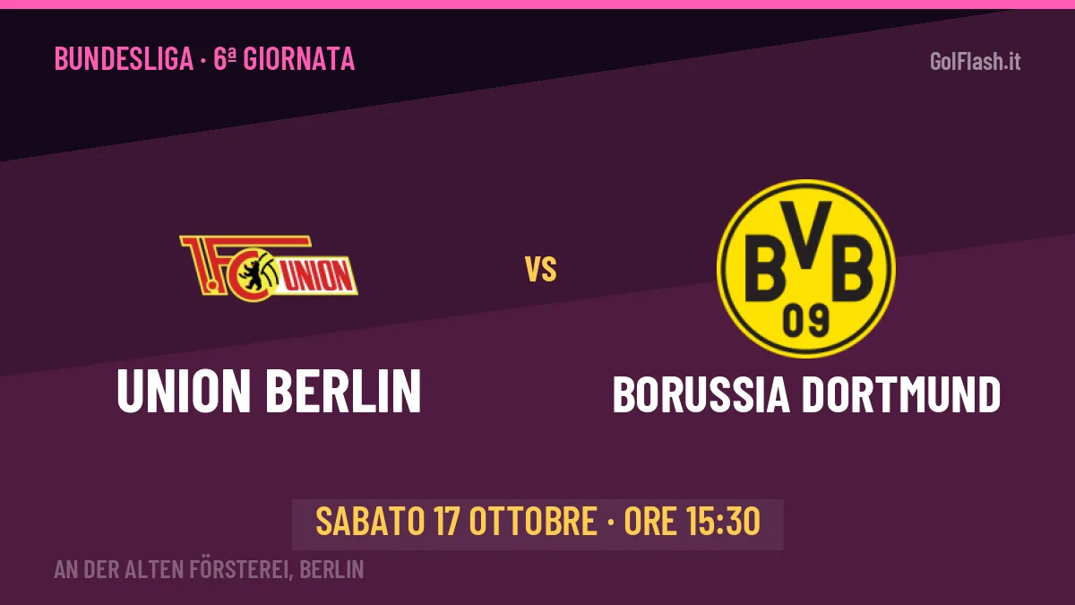 Union Berlin-Borussia Dortmund Bundesliga 6ª giornata: orario, TV, streaming e probabili formazioni