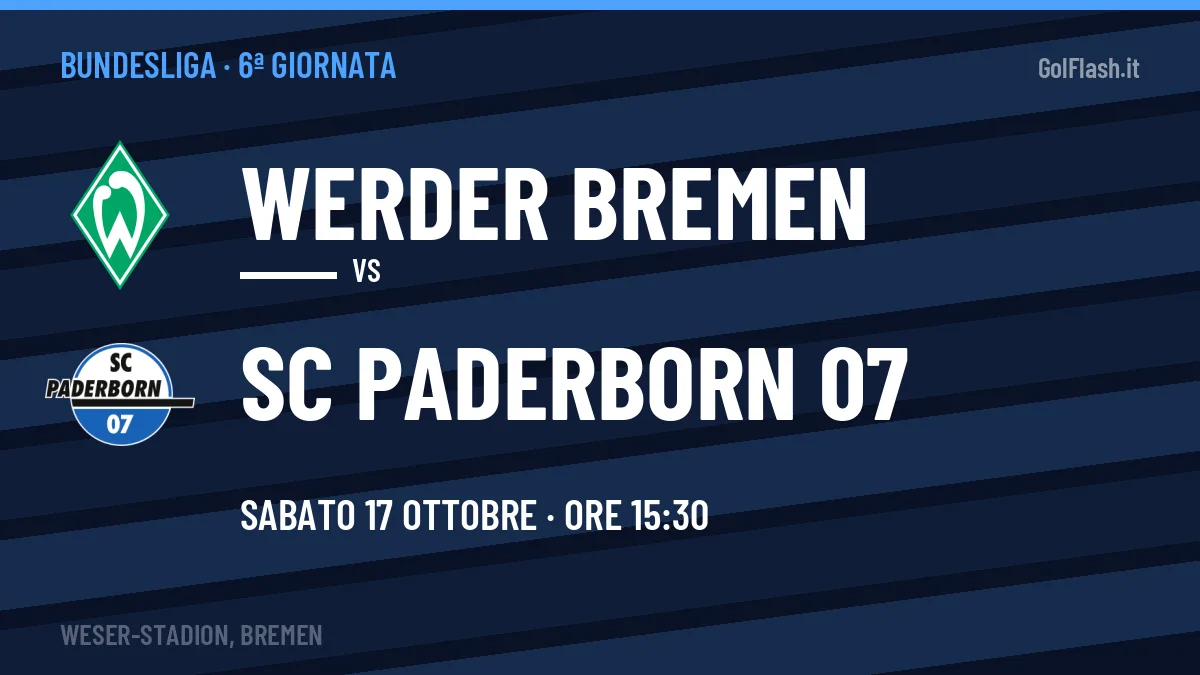 Werder Bremen-SC Paderborn 07 in TV: a che ora si gioca, dove vederla e probabili formazioni