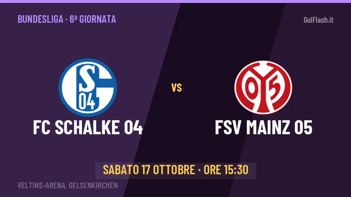 FC Schalke 04-FSV Mainz 05 Bundesliga 6ª giornata: orario, TV, streaming e probabili formazioni