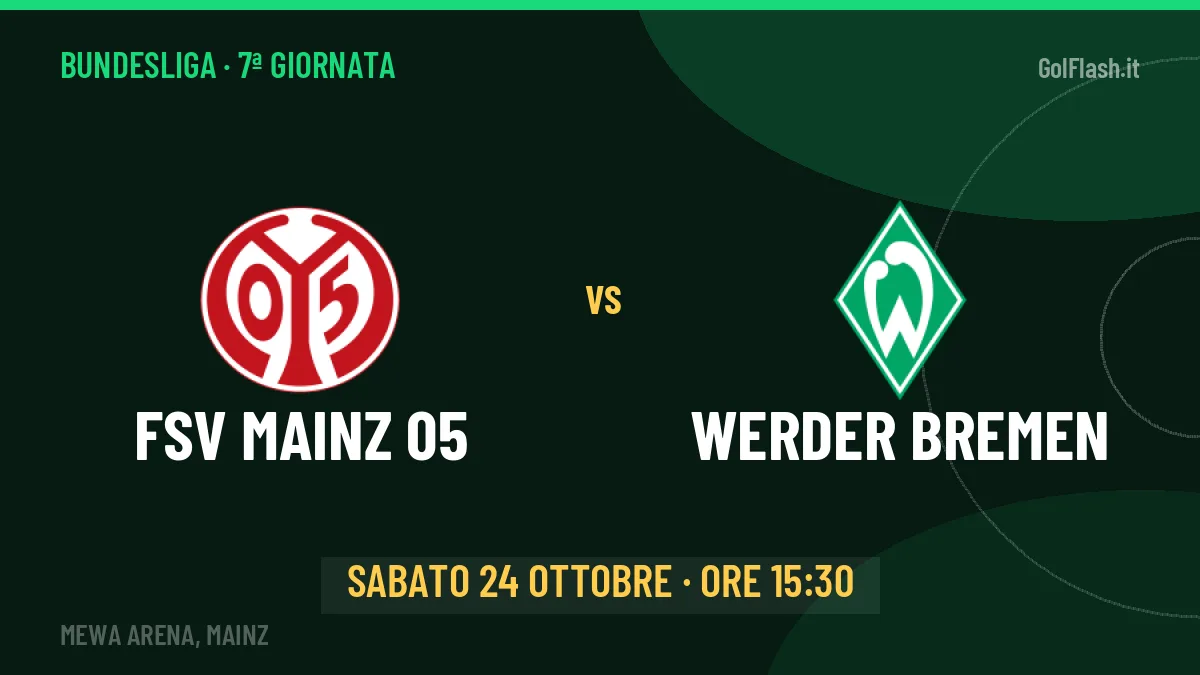 Dove vedere FSV Mainz 05-Werder Bremen in TV e streaming: orario, canale e formazioni