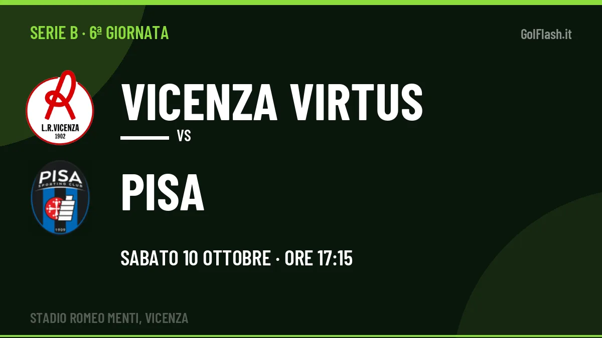 Vicenza Virtus-Pisa, Serie B: probabili formazioni, quote e dove vedere la partita in TV e streaming