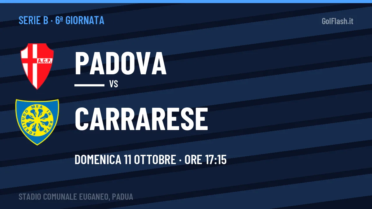 Dove vedere Padova-Carrarese in TV e streaming: orario, canale e formazioni