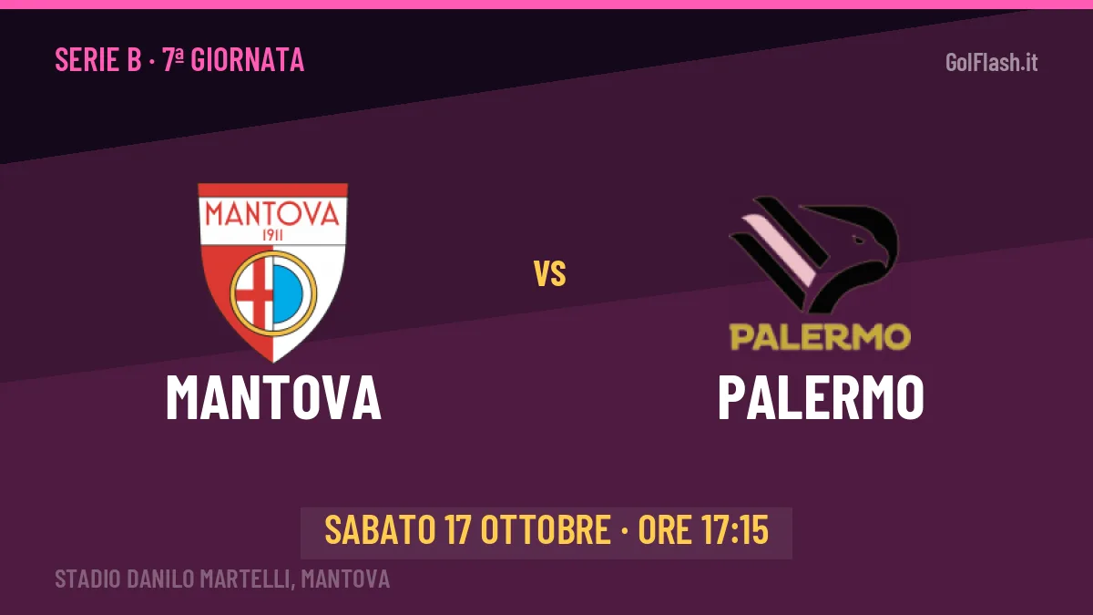 Mantova-Palermo Serie B 7ª giornata: orario, TV, streaming e probabili formazioni
