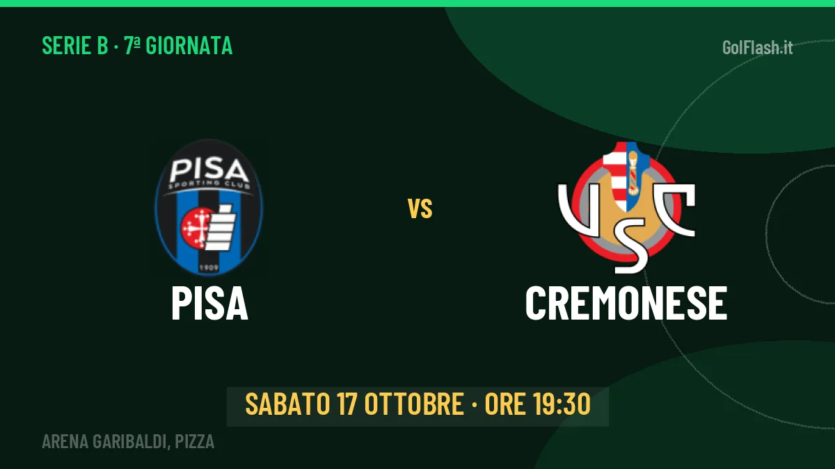 Pisa-Cremonese Serie B 7ª giornata: orario, TV, streaming e probabili formazioni