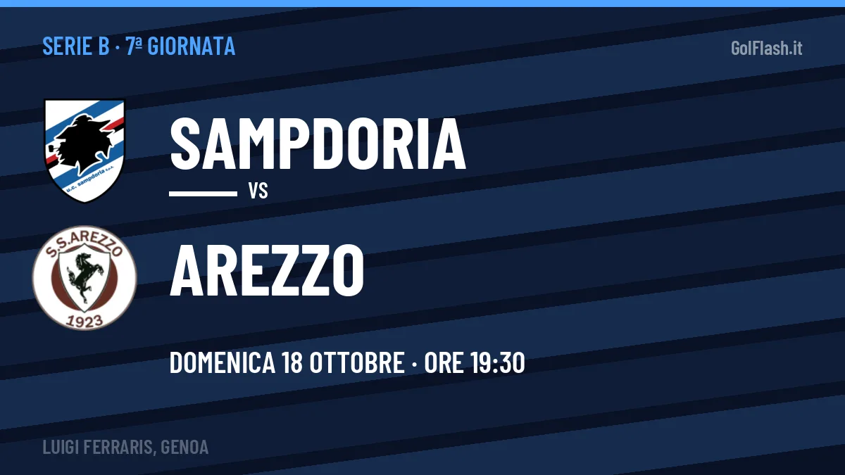 Sampdoria-Arezzo, Serie B: probabili formazioni, quote e dove vedere la partita in TV e streaming