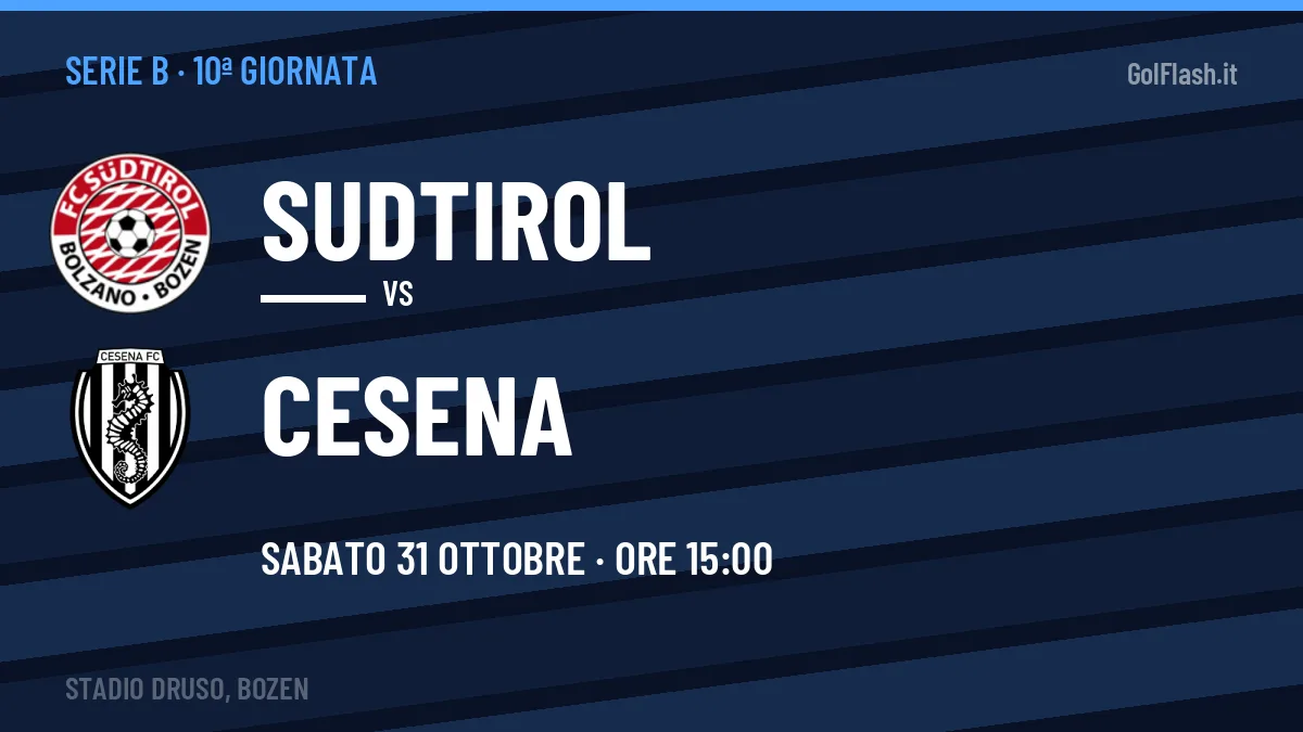 Sudtirol Cesena in streaming: dove vedere la partita, orario e probabili formazioni