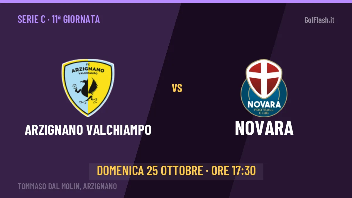Arzignano Valchiampo-Novara Serie C 11ª giornata: orario, TV, streaming e probabili formazioni