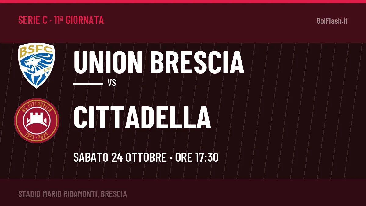 Union Brescia-Cittadella (sab 24/10 ore 17:30): probabili formazioni, statistiche e quote