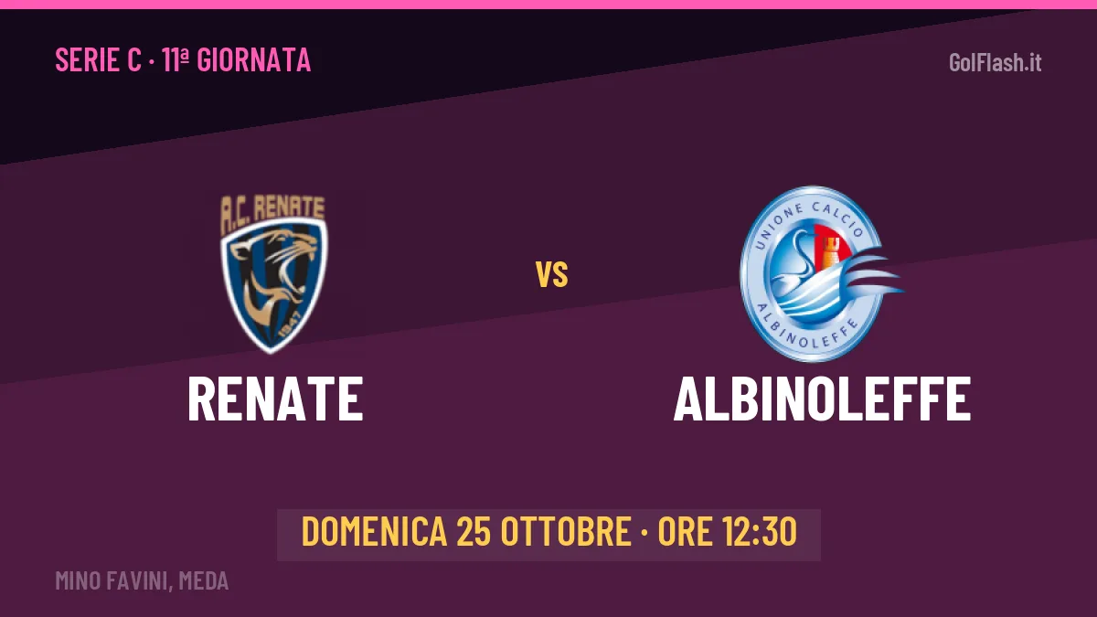 Dove vedere Renate-Albinoleffe in TV e streaming: orario, canale e formazioni