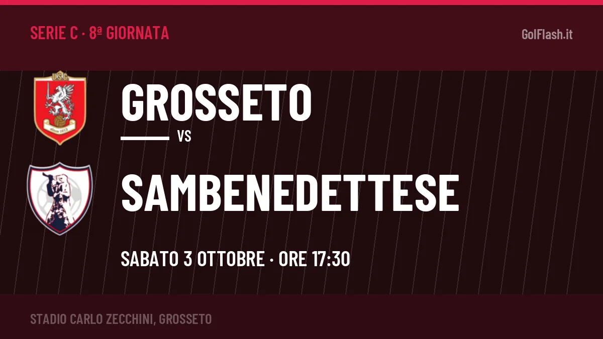 Dove vedere Grosseto-Sambenedettese in TV e streaming: orario, canale e formazioni