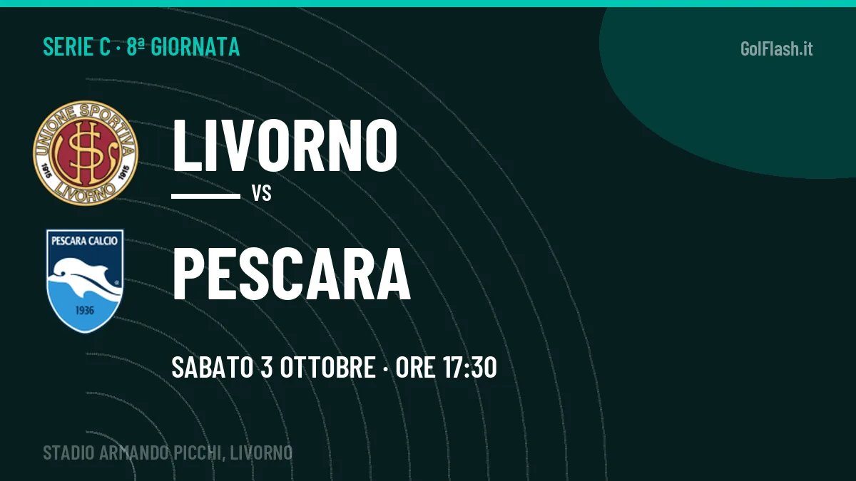 Livorno-Pescara (sab 03/10 ore 17:30): probabili formazioni, statistiche e quote