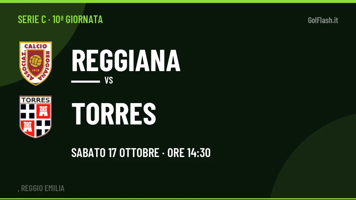 Reggiana-Torres Serie C 10ª giornata: orario, TV, streaming e probabili formazioni