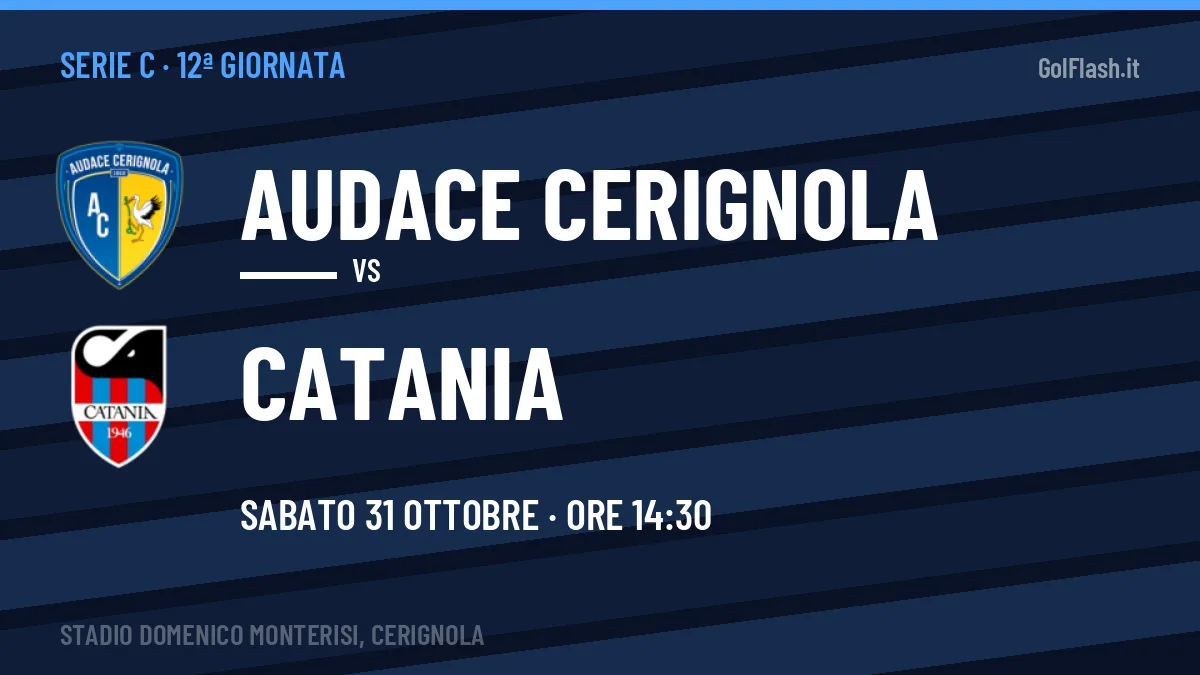 Audace Cerignola Catania in streaming: dove vedere la partita, orario e probabili formazioni
