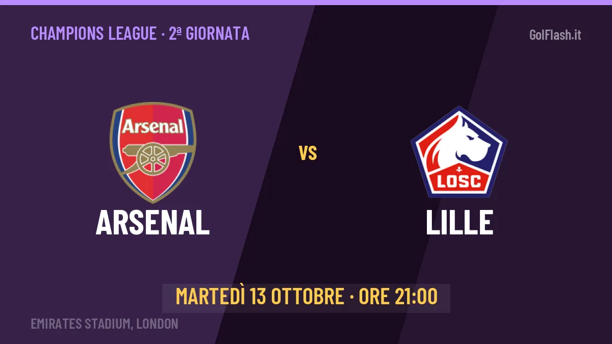 Arsenal-Lille: pronostico, quote e dove vedere il match in diretta