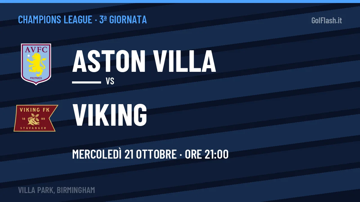Probabili formazioni Aston Villa Viking: chi gioca, quote e pronostico