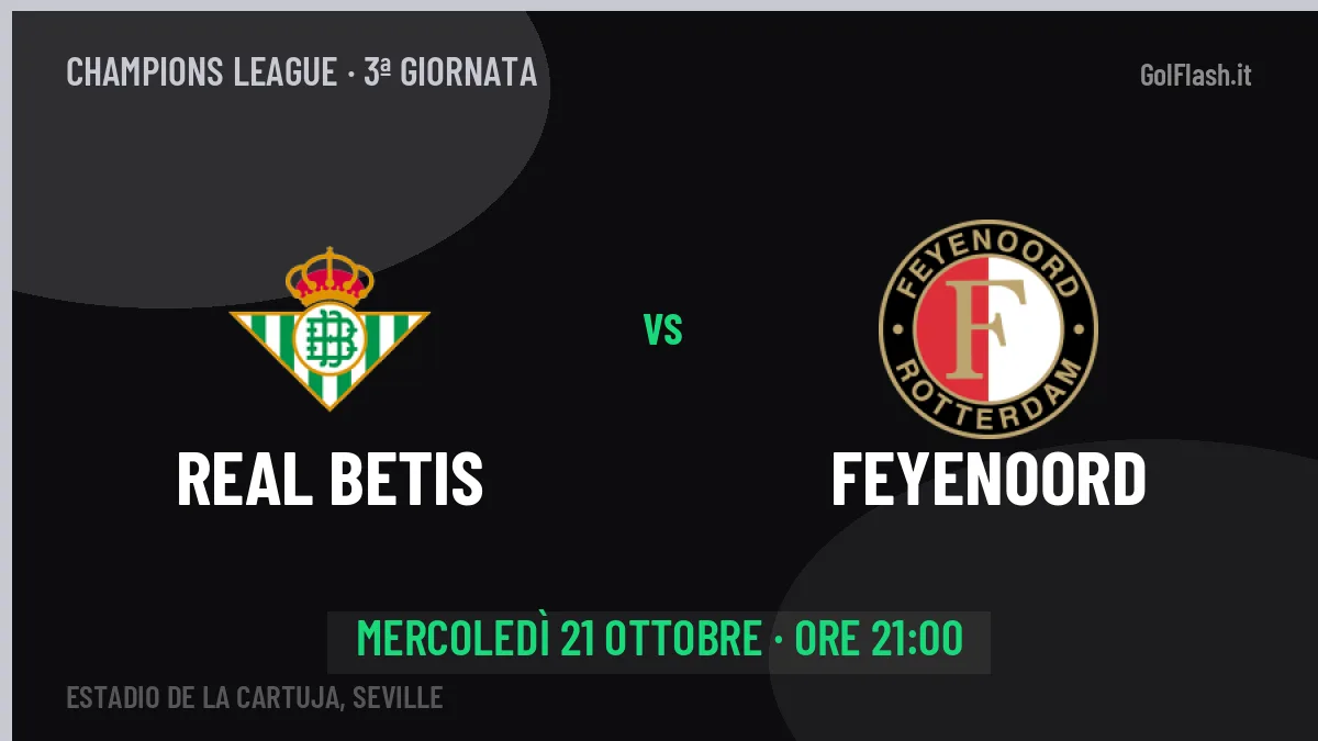 Probabili formazioni Real Betis Feyenoord: chi gioca, quote e pronostico
