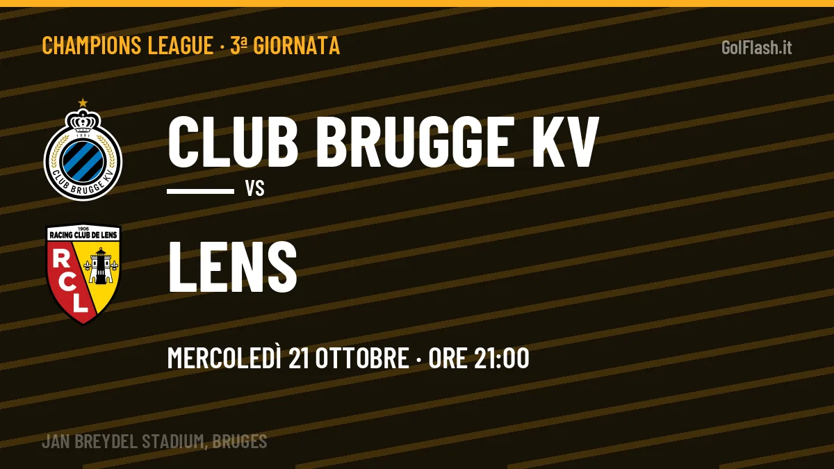 Club Brugge KV Lens in streaming: dove vedere la partita, orario e probabili formazioni