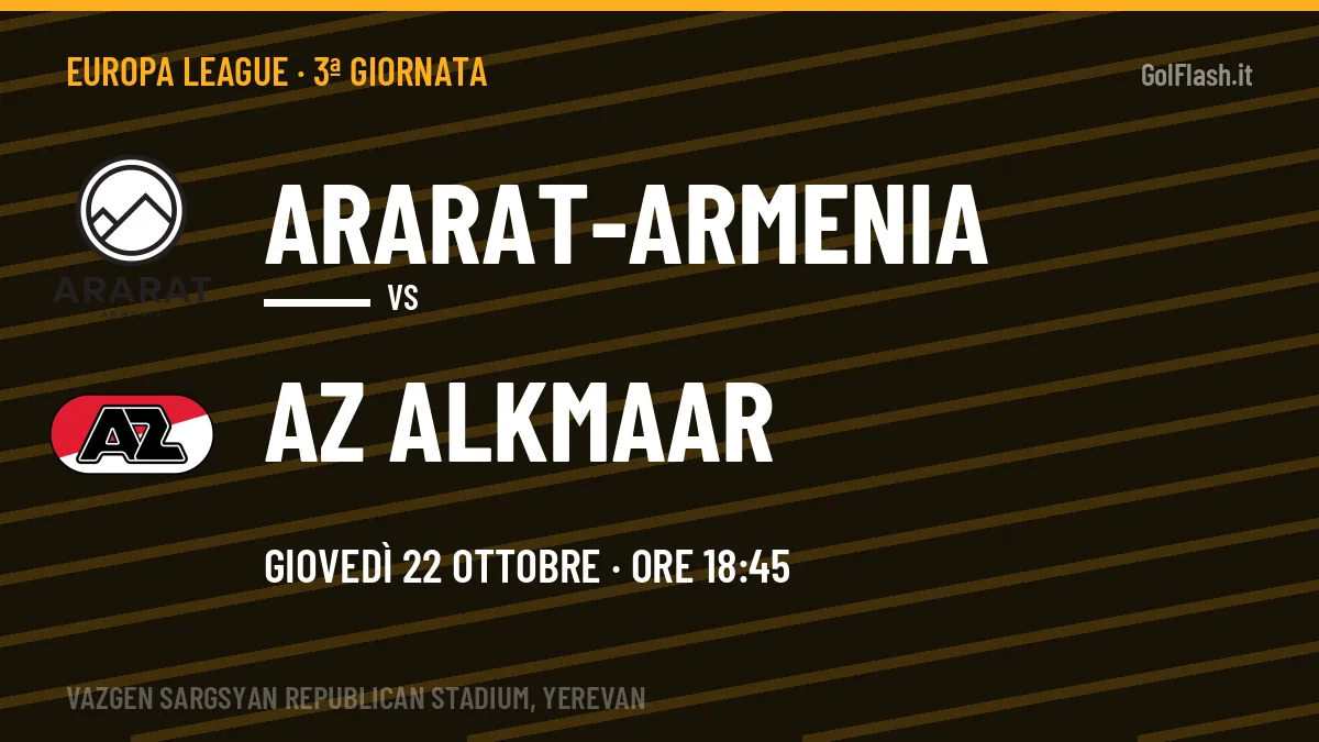Probabili formazioni Ararat-Armenia AZ Alkmaar: chi gioca, quote e pronostico