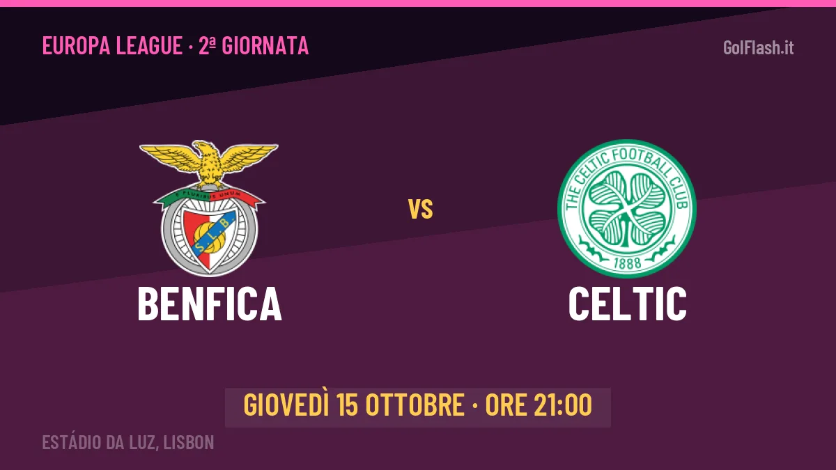 Benfica-Celtic (gio 15/10 ore 21:00): probabili formazioni, statistiche e quote