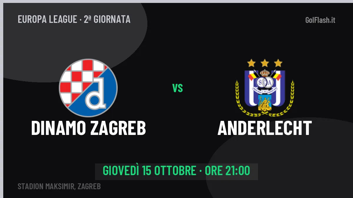 Dinamo Zagreb-Anderlecht (gio 15/10 ore 21:00): probabili formazioni, statistiche e quote