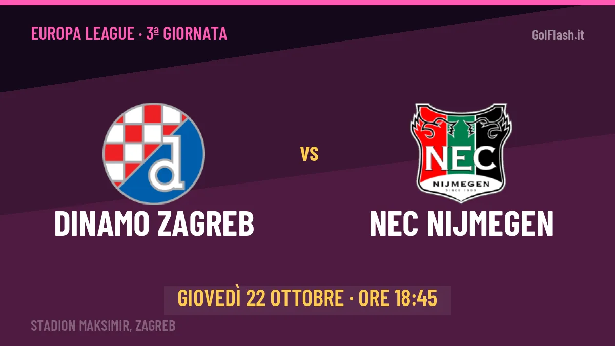 Dinamo Zagreb-NEC Nijmegen: pronostico, quote e dove vedere il match in diretta
