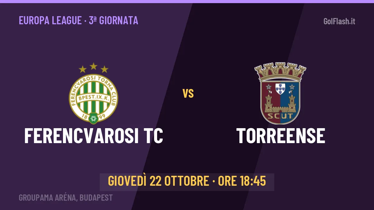Dove vedere Ferencvarosi TC-Torreense in TV e streaming: orario, canale e formazioni