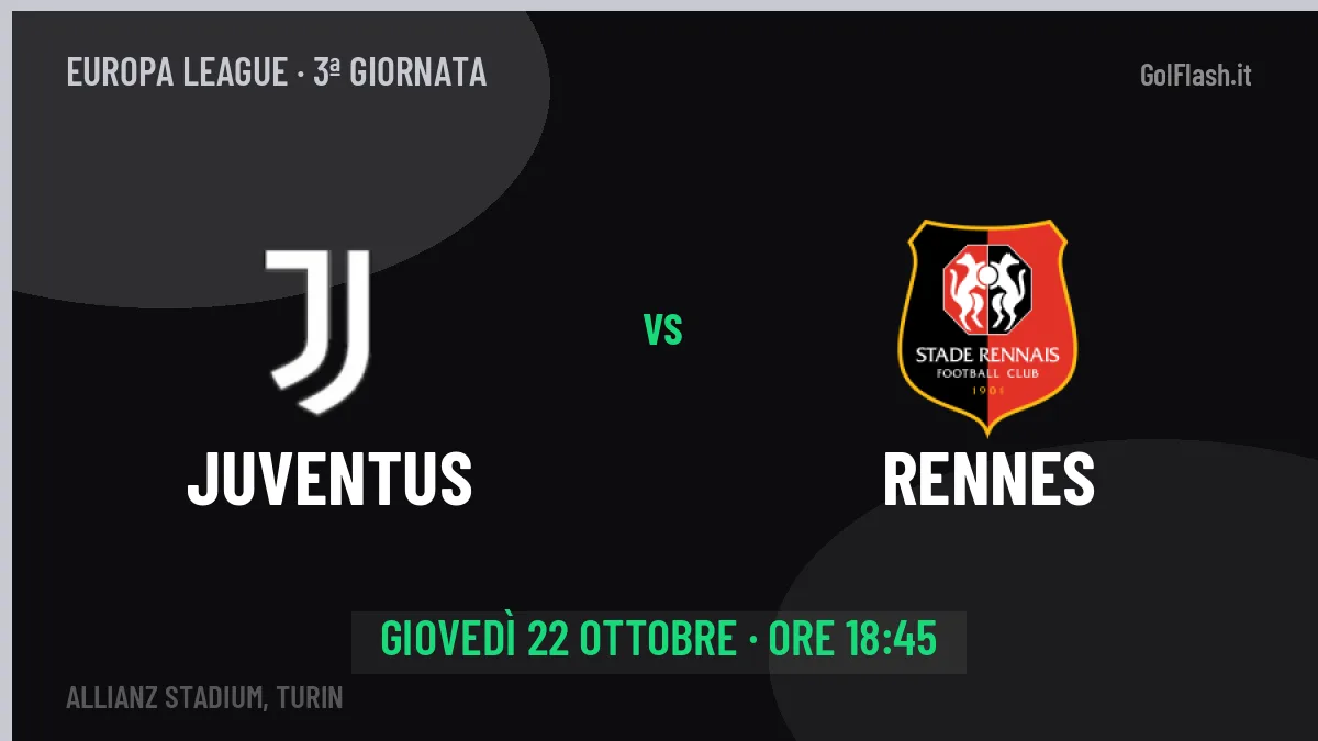 Probabili formazioni Juventus Rennes: chi gioca, quote e pronostico